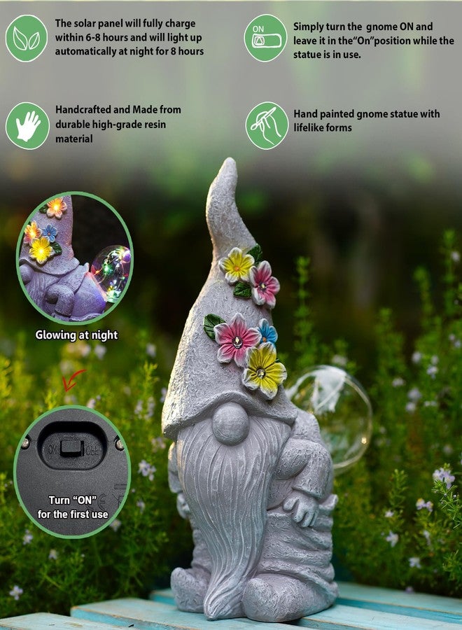Qeeman Solar Garden Decor Gnome Blow Bubbles: Outdoor Decorations Art Statues for Patio Balcony Yard Lawn Figurine - Christmas Housewarming Birthday Gifts for Mom/Women/Grandma/Wife/Sister - Image 3