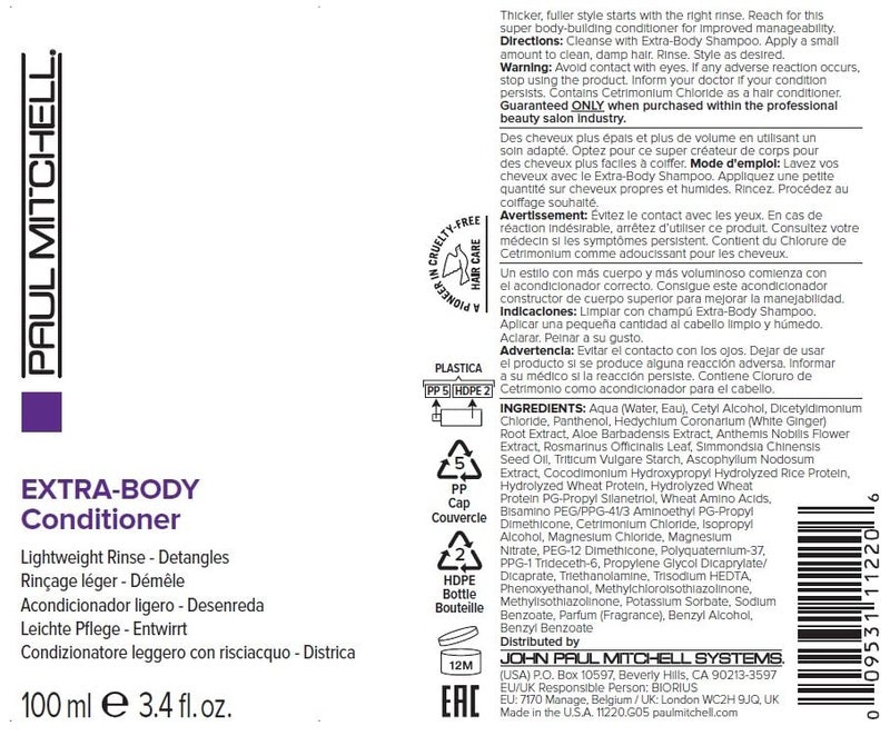 Paul Mitchell Extra-Body Conditioner, Adds Bounce + Fullness, For Fine Hair, 3.4 fl. oz - Image 5