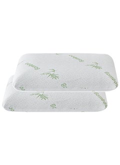 Moon Home and more.. Pack of 2 Memory Foam Pillow Queen Size Knitted Fabric for Sleeping for Back Stomach, Side Sleepers with Removable Cover with Zipper Size 70x40x14cm  - Image 1