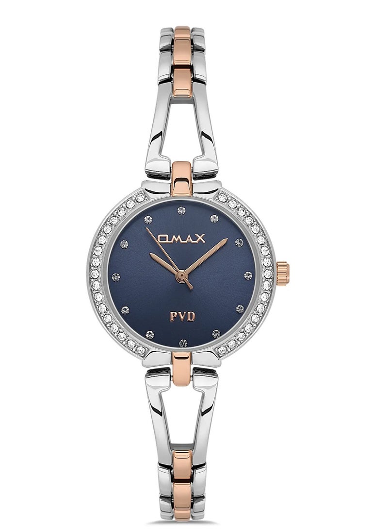 Omax Women's Luxury Wrist Watch, Watches for Women, Stainless Watches, Steel Silver Band, Blue Analog Dial, Waterproof Watch, 1 Year Warranty - Image 1