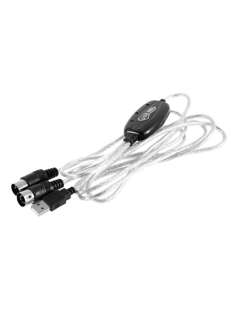 Generic USB IN-OUT MIDI Interface Cable Converter PC to Music Keyboard Adapter Cord  - Image 1