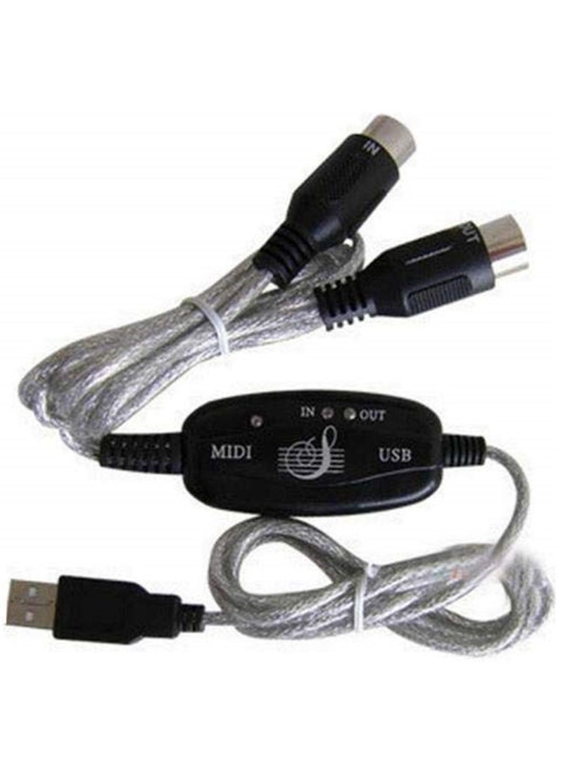 Generic USB IN-OUT MIDI Interface Cable Converter PC to Music Keyboard Adapter Cord  - Image 2