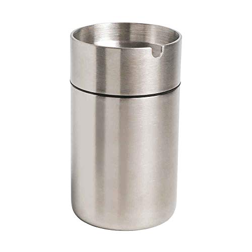 JOCHA Car Ashtray with lid smell proof Stainless Steel Portable Smokeless Detachable Windproof Self Extinguishing Butt Bucket Ash Tray for Most Car Cup Holder for Outdoor Travel Home Office (Silver) - Image 2