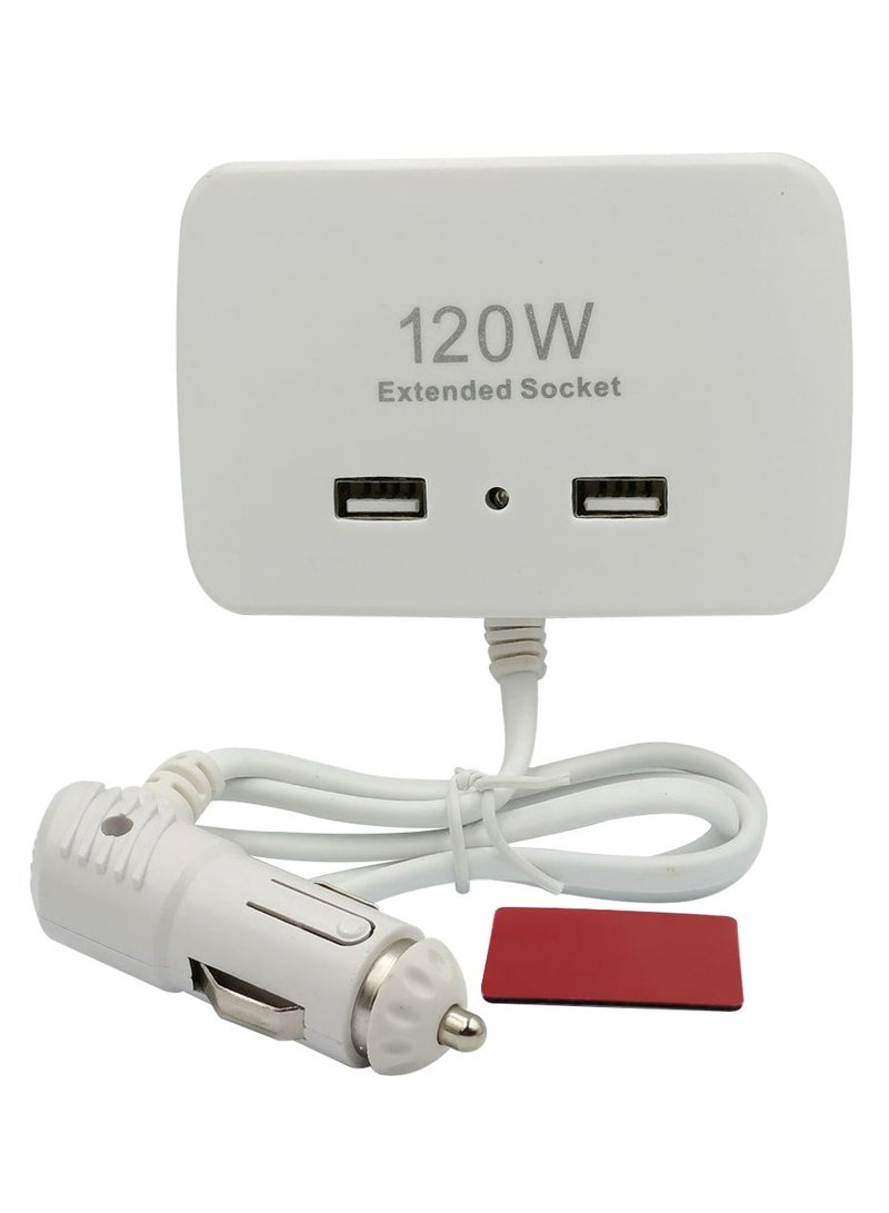رفيق شحن السيارة مقبس متعدد الوظائف 120 وات 3 طرق تمديد طاقة شاحن USB للسيارة مقبس ولاعة السيارة محول الطاقة الأبيض 1511 - Image 5