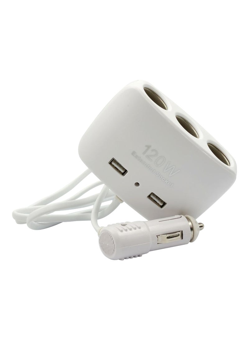 رفيق شحن السيارة مقبس متعدد الوظائف 120 وات 3 طرق تمديد طاقة شاحن USB للسيارة مقبس ولاعة السيارة محول الطاقة الأبيض 1511 - Image 2