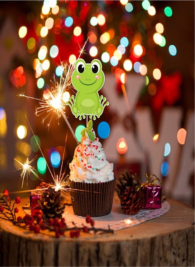 Yuezoloz Summer Frog Cupcake Toppers for Kids Birthday Party,12PCS Funny Frog Decorations with 6 Designs, Food Safe Cardstock Toppers for Pool Party Supplies - Image 3