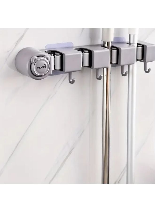 Grey Heavy Duty Adhesive Hooks No Drill Damage Free Hanging For Mops Brooms - Image 2