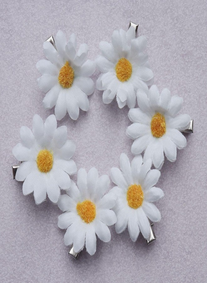 SOWAKA 6 Pcs Daisy Hair Clips Vintage Sun Flower with Alligator Clips Hair Barrette for Women Girls Wedding Summer Beach Bridesmaid Bridal Party Hair Accessories (White) - Image 2