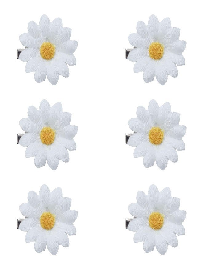 SOWAKA 6 Pcs Daisy Hair Clips Vintage Sun Flower with Alligator Clips Hair Barrette for Women Girls Wedding Summer Beach Bridesmaid Bridal Party Hair Accessories (White) - Image 1