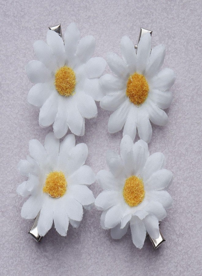 SOWAKA 6 Pcs Daisy Hair Clips Vintage Sun Flower with Alligator Clips Hair Barrette for Women Girls Wedding Summer Beach Bridesmaid Bridal Party Hair Accessories (White) - Image 4