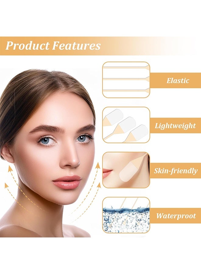 شريط شد الوجه، ملصق شد الوجه غير المرئي فائق الرقة، شريط للوجه للوجه الفوري، إخفاء تجاعيد الوجه والرقبة، شد الوجه على شكل حرف V، شد الجلد المترهل، 4 أشرطة، 40 شريطًا - Image 4