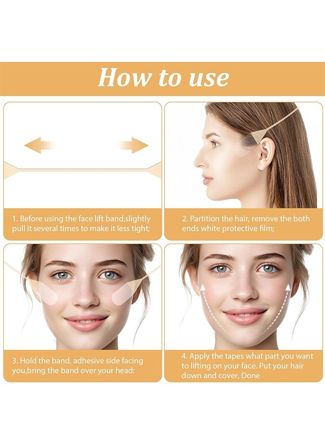 شريط شد الوجه، ملصق شد الوجه غير المرئي فائق الرقة، شريط للوجه للوجه الفوري، إخفاء تجاعيد الوجه والرقبة، شد الوجه على شكل حرف V، شد الجلد المترهل، 4 أشرطة، 40 شريطًا - Image 5