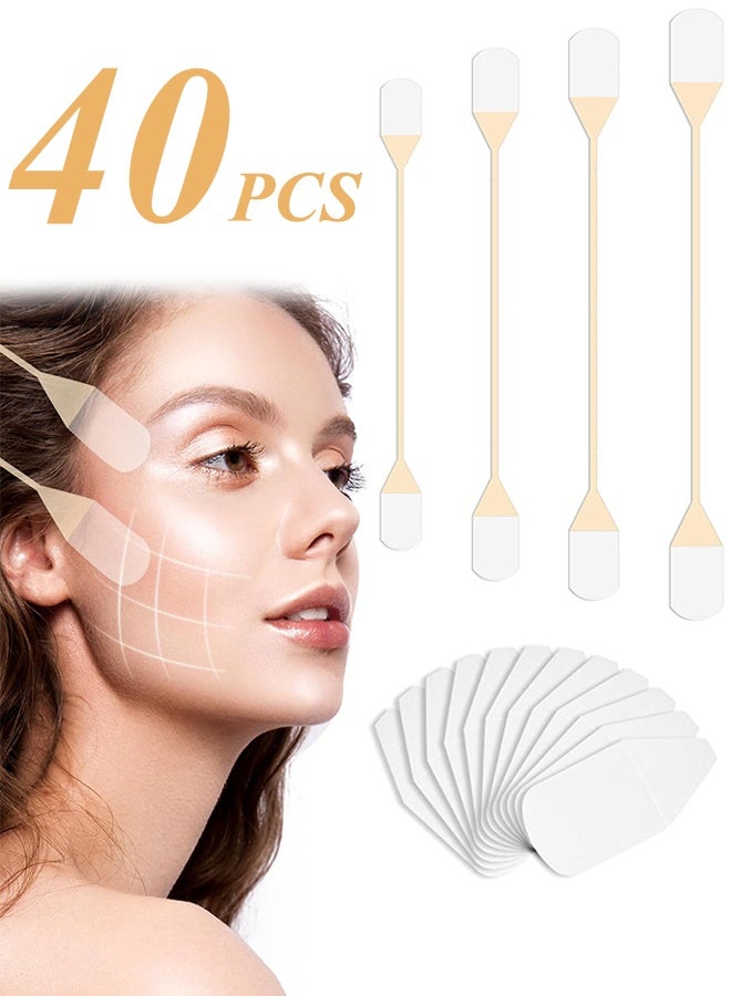 شريط شد الوجه، ملصق شد الوجه غير المرئي فائق الرقة، شريط للوجه للوجه الفوري، إخفاء تجاعيد الوجه والرقبة، شد الوجه على شكل حرف V، شد الجلد المترهل، 4 أشرطة، 40 شريطًا - Image 1