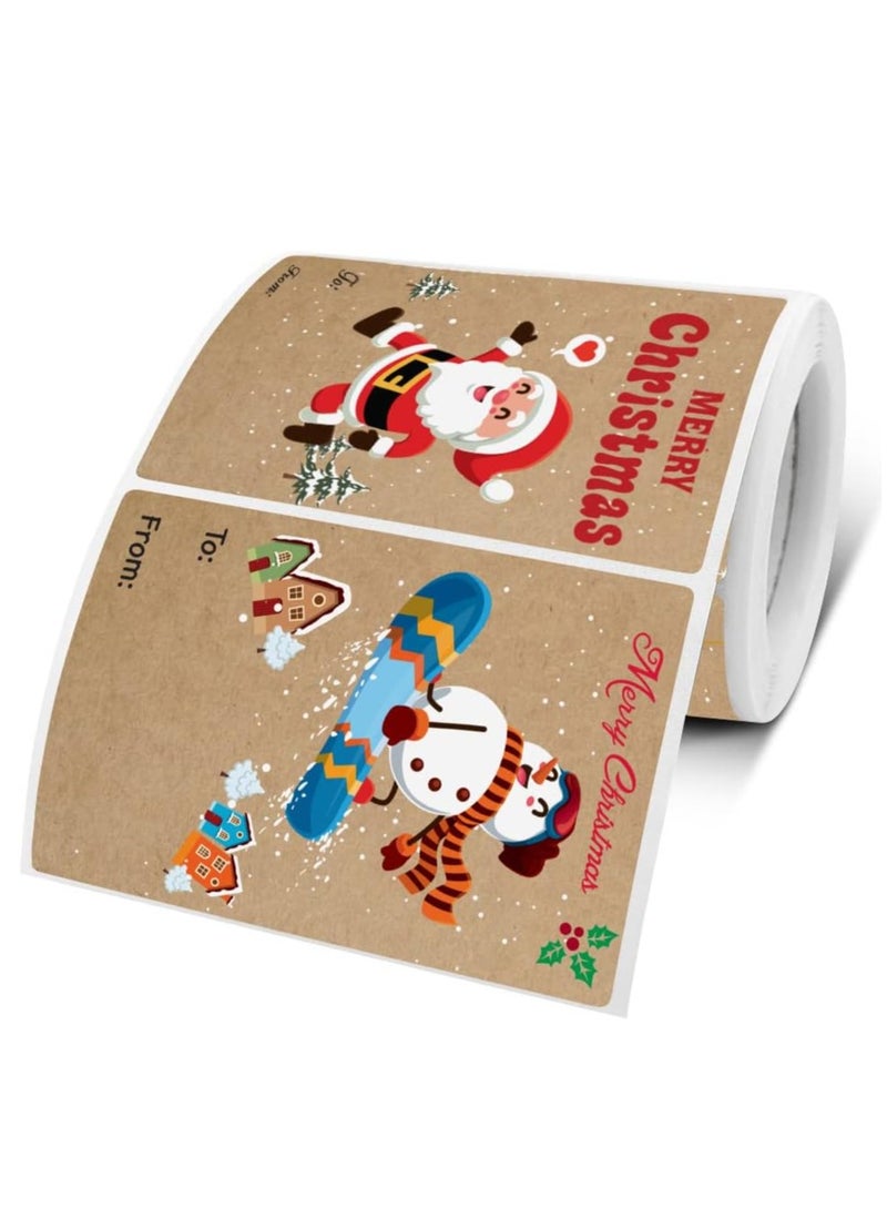 Rubik Self Adhesive Christmas Gift Stickers, 500 Pieces 6 Cute Patterns Merry Christmas Happy New Year Wishes Kraft Paper Stickers Labels for Gift Wrapping Packaging 3x2 Inches - Image 4