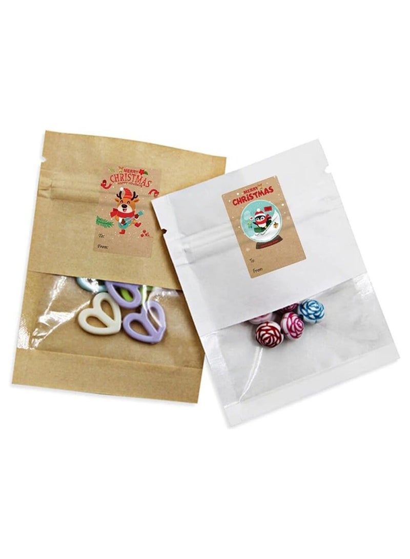 Rubik Self Adhesive Christmas Gift Stickers, 500 Pieces 6 Cute Patterns Merry Christmas Happy New Year Wishes Kraft Paper Stickers Labels for Gift Wrapping Packaging 3x2 Inches - Image 3