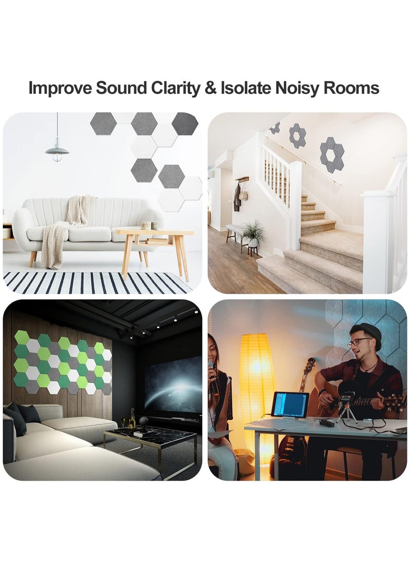 AUTOYSUR Hexagon Acoustic Panels Beveled Edge Sound Proof Foam Panels Self-adhesive,14" X 12" X 0.4" High-Density Sound Absorbing Panels Wall Tiles for Acoustic Treatment, Home Office 12 Pack - Gray  - Image 4