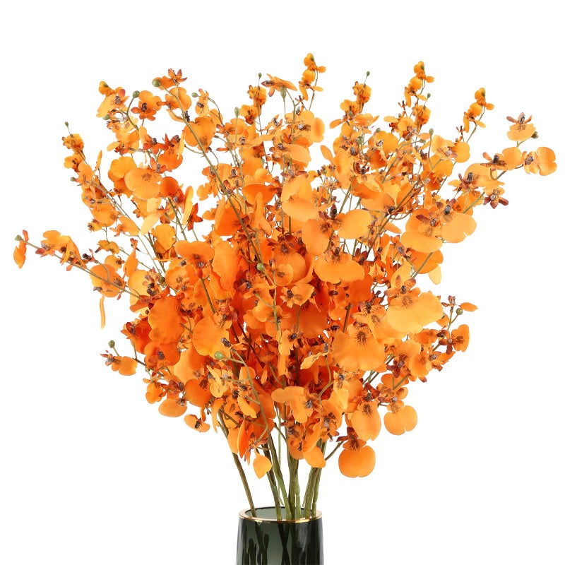 Silk Orchid Flowers in Bulk10 PCS Each 37 Fake Orchid Artificial Orchids Flowers Long Stem Artificial Flowers Fake Silk Flowers for Indoor Outdoor Wedding Home Office DecorationOrange