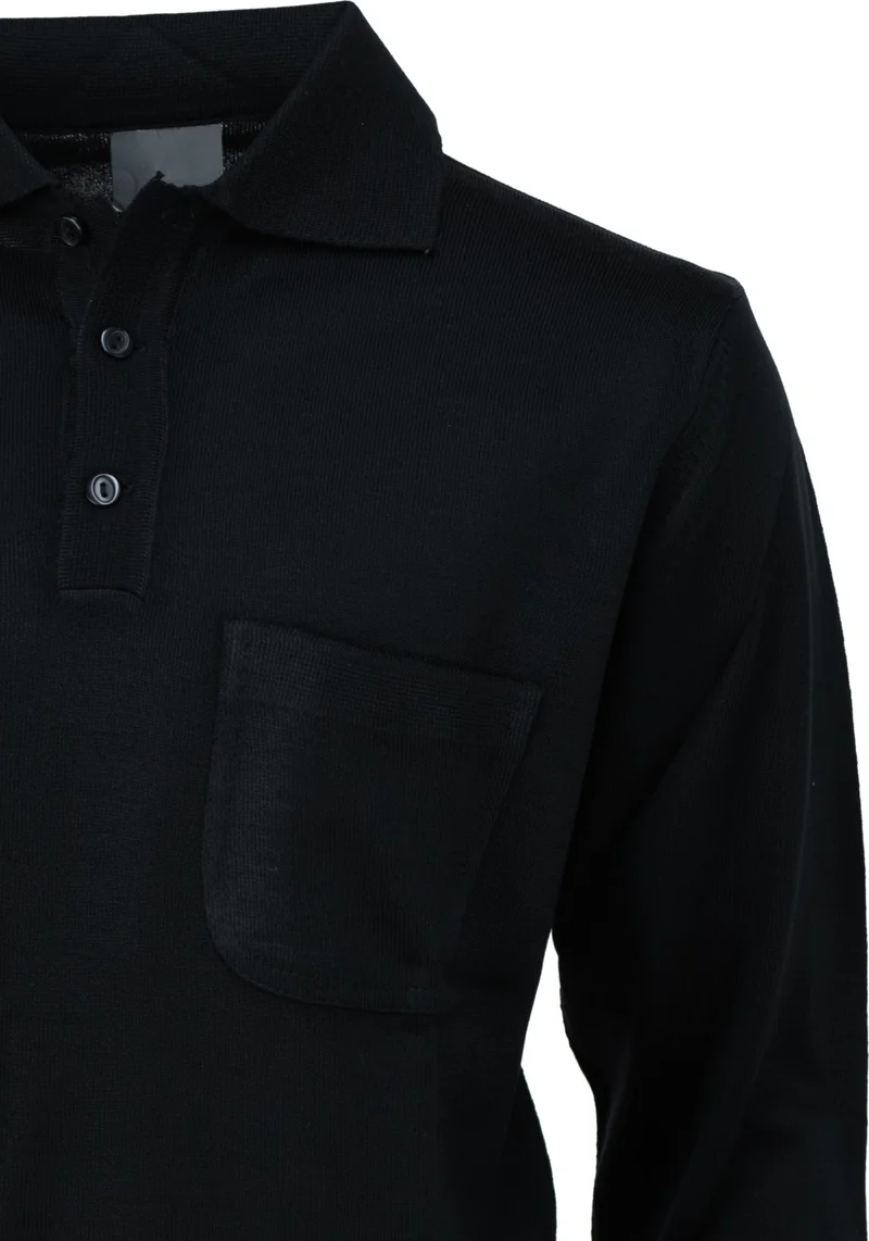 Oppland Men's Long Sleeve Polo Collar Solid Color Classic Model Pocket Comfortable Cut Full Pattern Wool Woven Sweater