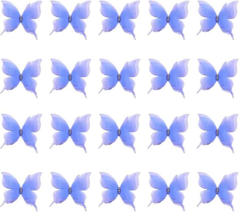 Blue Embroidery Butterfly Appliques Sew On Patches For Clothing Dress Craft Decoration - Image 1