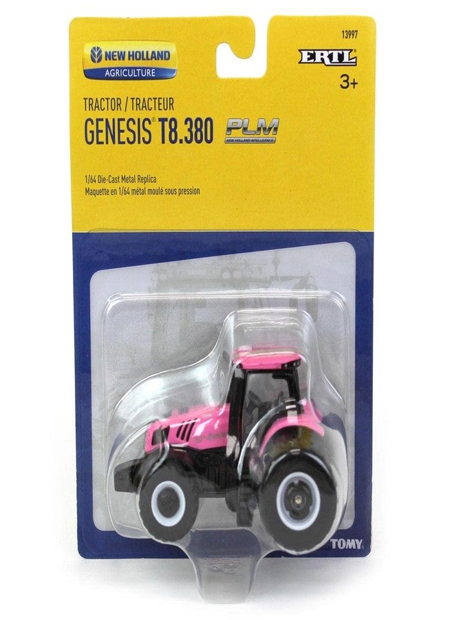 ERTL 1/64 Pink New Holland Genesis T8.380 Tractor with Rear Duals 13997 - Image 5