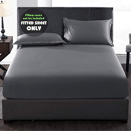 COSMOPLUS Fitted Sheet- COSMOPLUS Twin Fitted Sheet Only（No Flat Sheet or Pillow Shams）,4 Way Stretch Micro-Knit,Snug Fit,Wrinkle Free,for Standard Mattress and Air Bed Mattress from 8” Up to 10”,Gray - Image 3