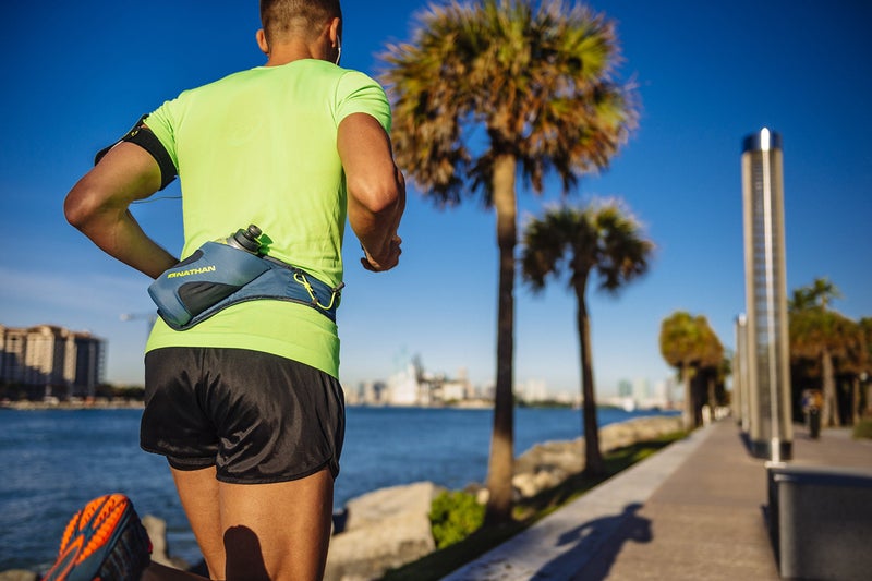 Nathan Peak Running Hydration Waist Pack Belt w/Speed Draw Flask Water Bottle, 18oz/535 ml Push/Pull Race Cap, Expandable Zippered Stretch Pocket - Image 2