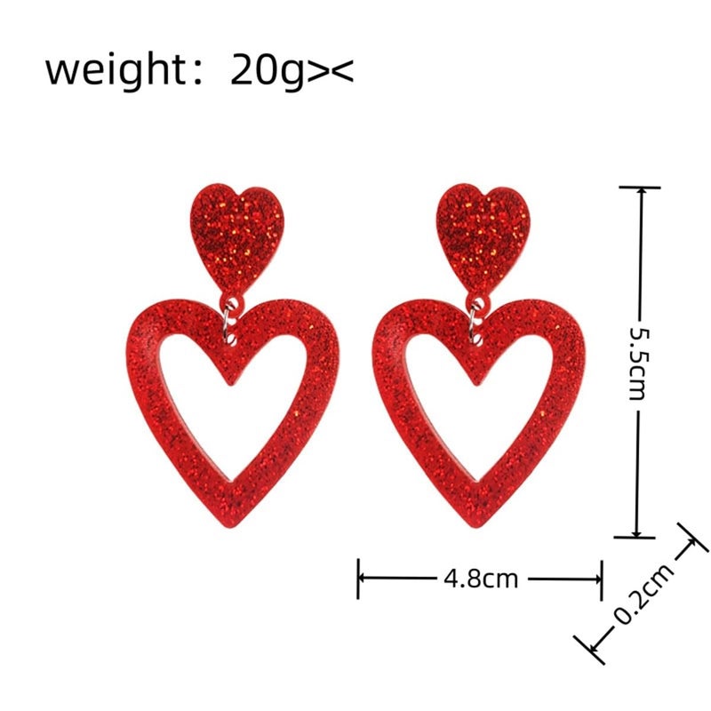 IKUVNA 2 Pairs Heart Valentine's Earrings for Women Pink Red Love Heart Dangle Earrings Set Valentines Party Jewelry Gifts (Pink+Red) - Image 4