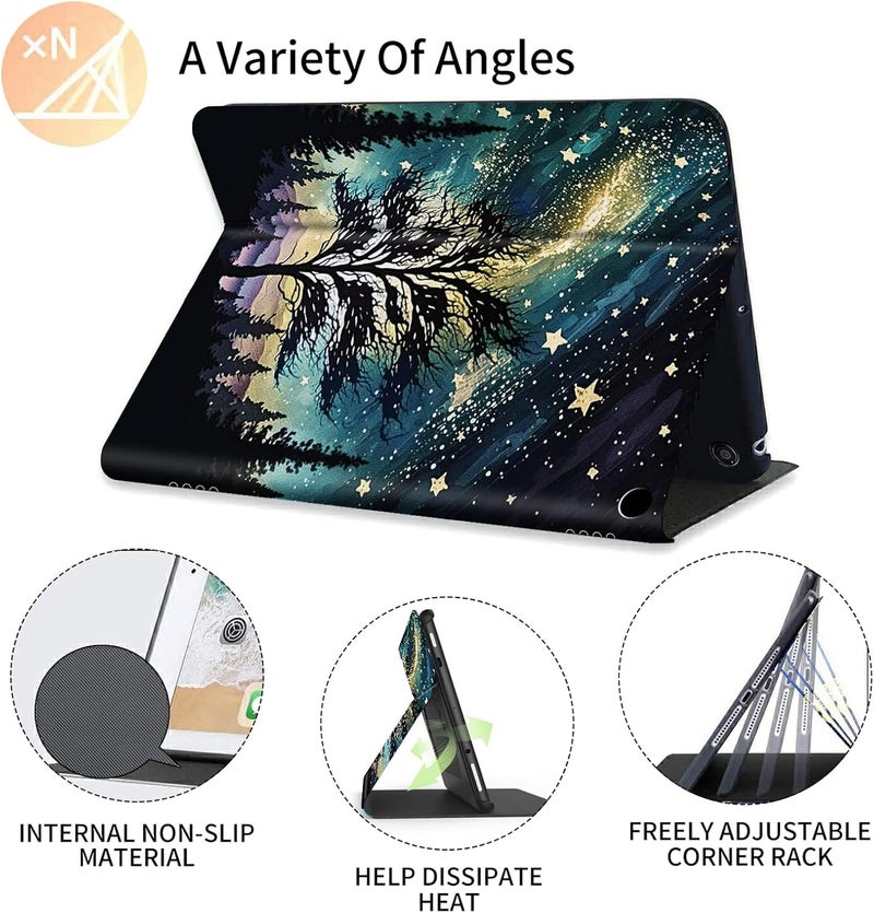 FUYOCWE for Fire HD 10 Case 2021,Fire HD 10 Plus Tablet Case (11th Generation, 2021 Release), Multi-Angle Slim Stand Smart Cover Cases for New Amazon Kindle Fire HD 10 10.1"-Stars Tree - Image 5