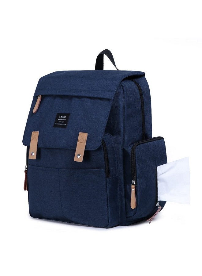 Land diaper bag multi-function waterproof travel backpack nappy bags insulated compartment pockets wipes pocket (navy blue) - Image 2