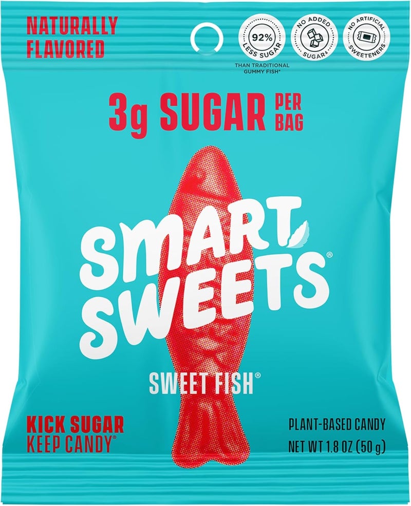 SmartSweets Sweet Fish Candy - Low Sugar Gummy Treats, 3g Sugar per Bag, Plant-Based, Pack of 6 - Image 1