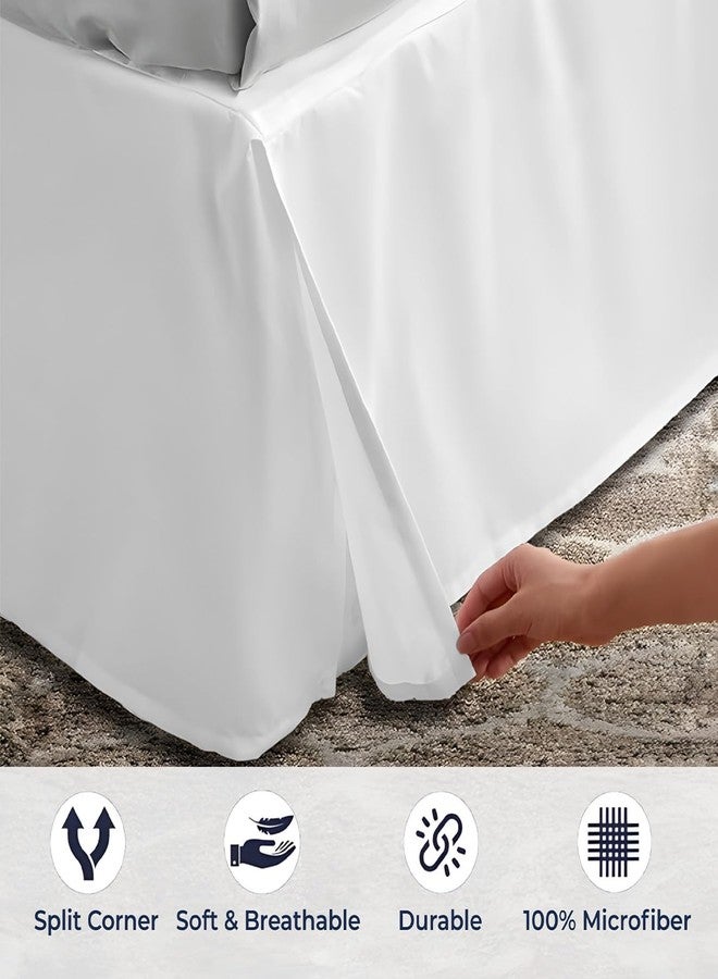 SGI Bedding 18 inch Drop Bed Skirt Queen Size - Platform Style with Secure Fit, Classic Tailored Look, Elegant Pleated Style Dust Ruffle, Split Corners, Wrinkle Resistant Microfiber - White - Image 3
