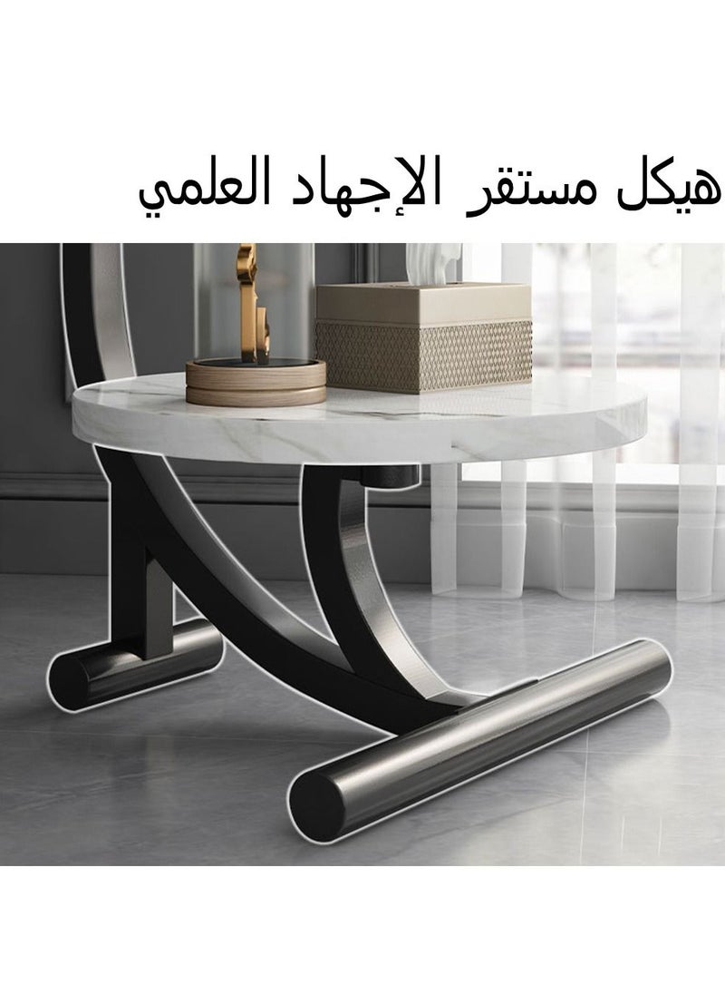 ADEBOLA - ADEBOLA Coffee Table Double Layer Imitation Marble White 55x55x60 cm - Image 1