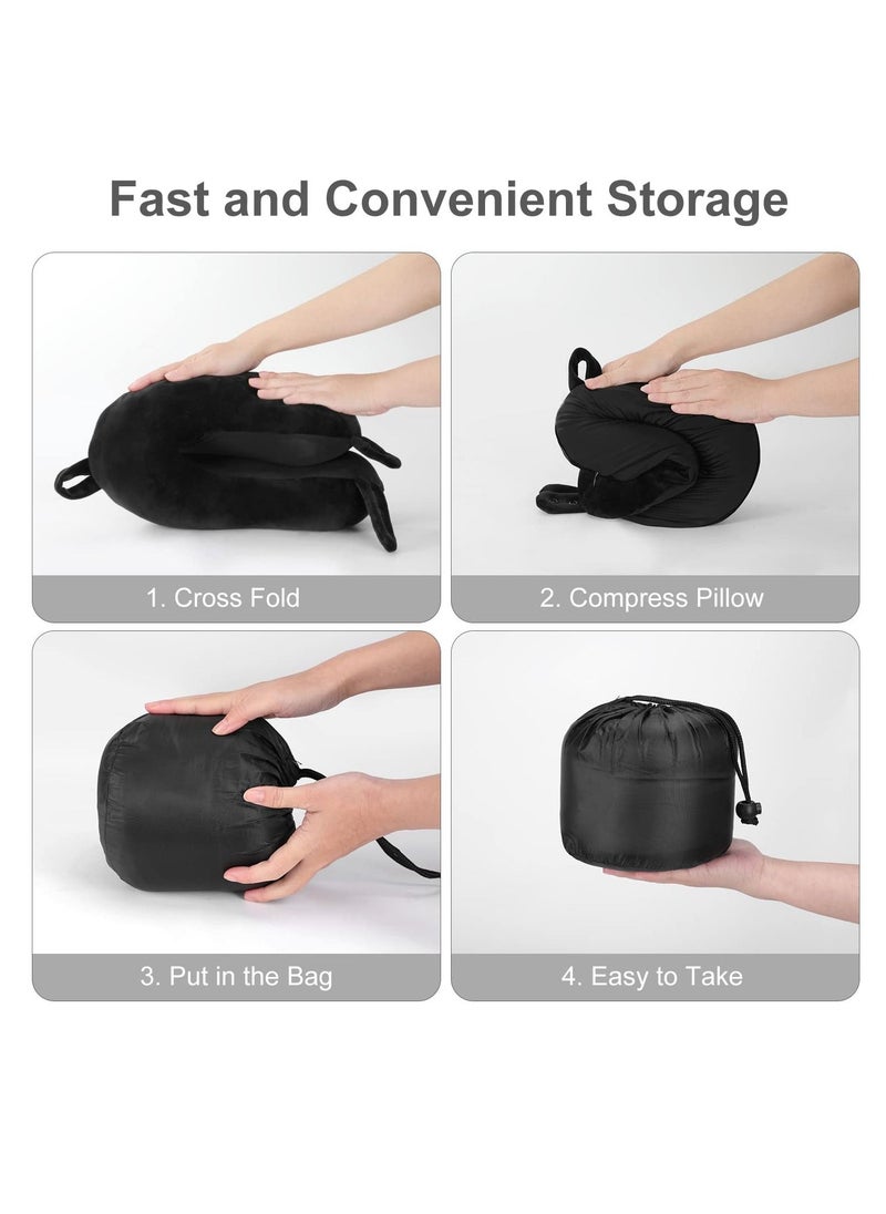 Arabest - Memory Foam U Shape Travel Neck Pillow for Head Support Soft Adjustable Pillow for Plane, Car Home Office Black 30x30x8cm - Image 1