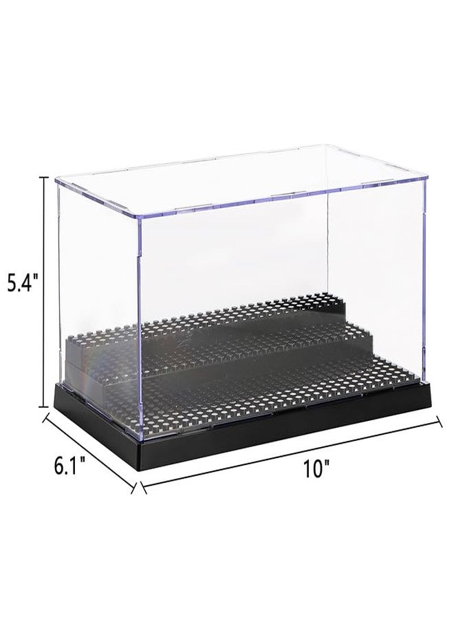 ZEAYEA 2 Pack Display Case for Minifigure Action Figures Blocks, Acrylic Display Box Storage with 3 Movable Steps, Dustproof Showcase for Collection Bricks Blocks Models Minifigures Building, Black - Image 2