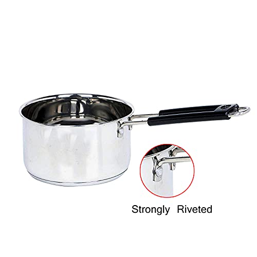 Dharam Paul Traders Stainless Steel Saucepan | Milkpan | Tea pan Sandwich Bottom, Heavy Weight, Induction and Gas Compatible, 1 Liter - Image 4