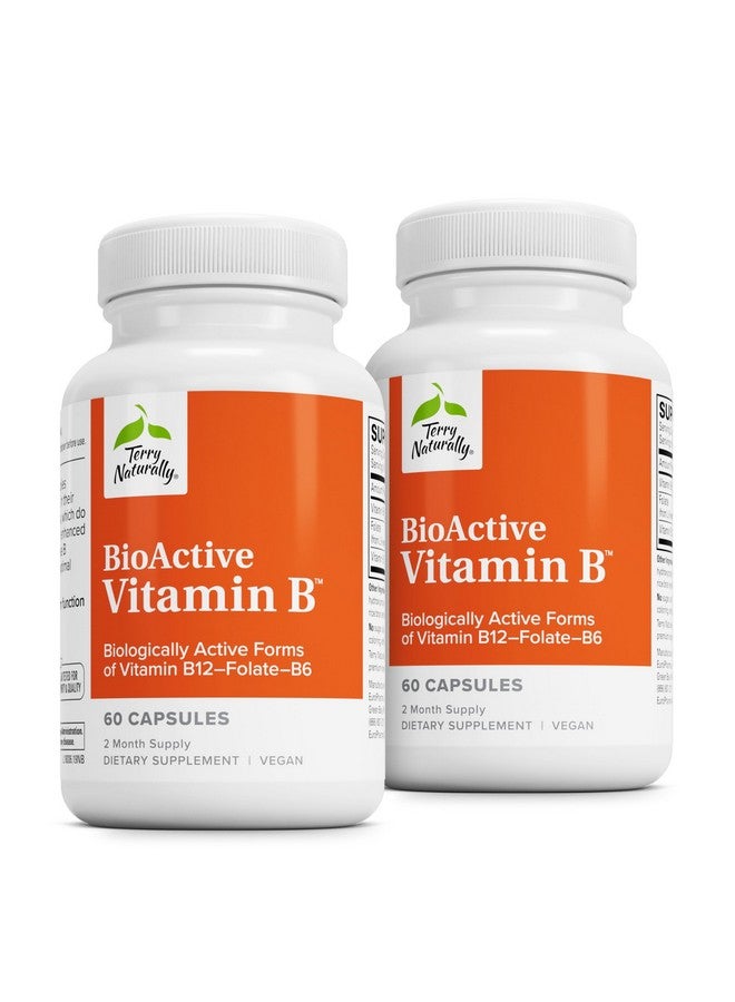 Terry Naturally BioActive Vitamin B - Aid Heart Health with Bioactive B Vitamins - Supplement with Folate & Calcium - B Complex Vitamin to Aid Nervous System Function - 60 Capsules (Pack of 2) - Image 1