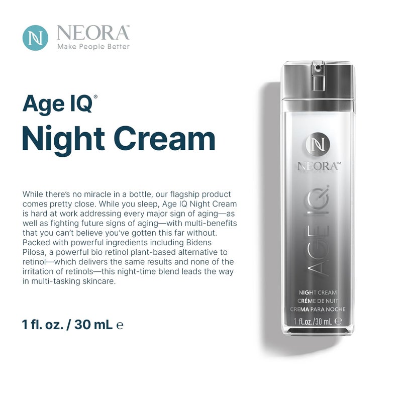 Neora Age IQ - Night Cream with Bidens Pilosa, Peptides & Hyaluronic Acid - Smooths Skin, Boosts Radiance, Fights Wrinkles, Firms - 1 fl.oz. - Image 3