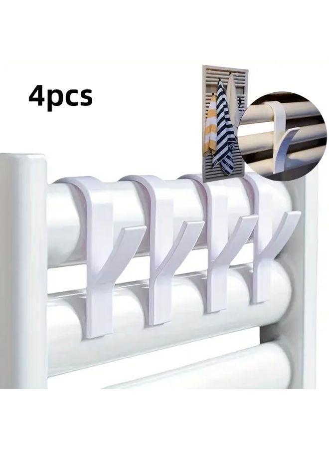 4pcs Bathroom Hanger Clips Heated Towel Radiator Hook Rack Multifunctional Drying Hooks - Image 1