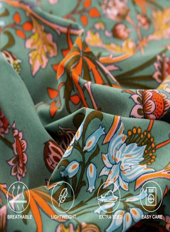 NANKO Bohemia Comforter Set King Size, Dark Green Vintage Floral Pattern Printed Bedding Sets - 3 Pcs Soft and Lightweight Duvet Bed in a Bag for Women Boho Bed Home Decor, 104x90 inch - Image 5