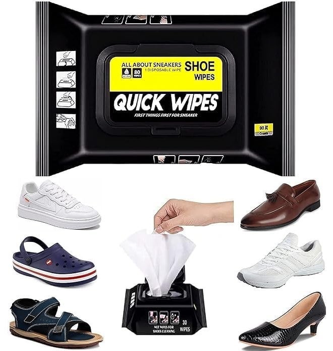 Copelle Natural Sneaker & Shoe Cleaner Wipes - 2 Packs of 80 - Portable Sneakers Cleaner Shoe Wipes Quickly Remove Dirt & Stains - These Disposable Shoe Cleaning Wipes Can Be Used On Footwear - Image 1