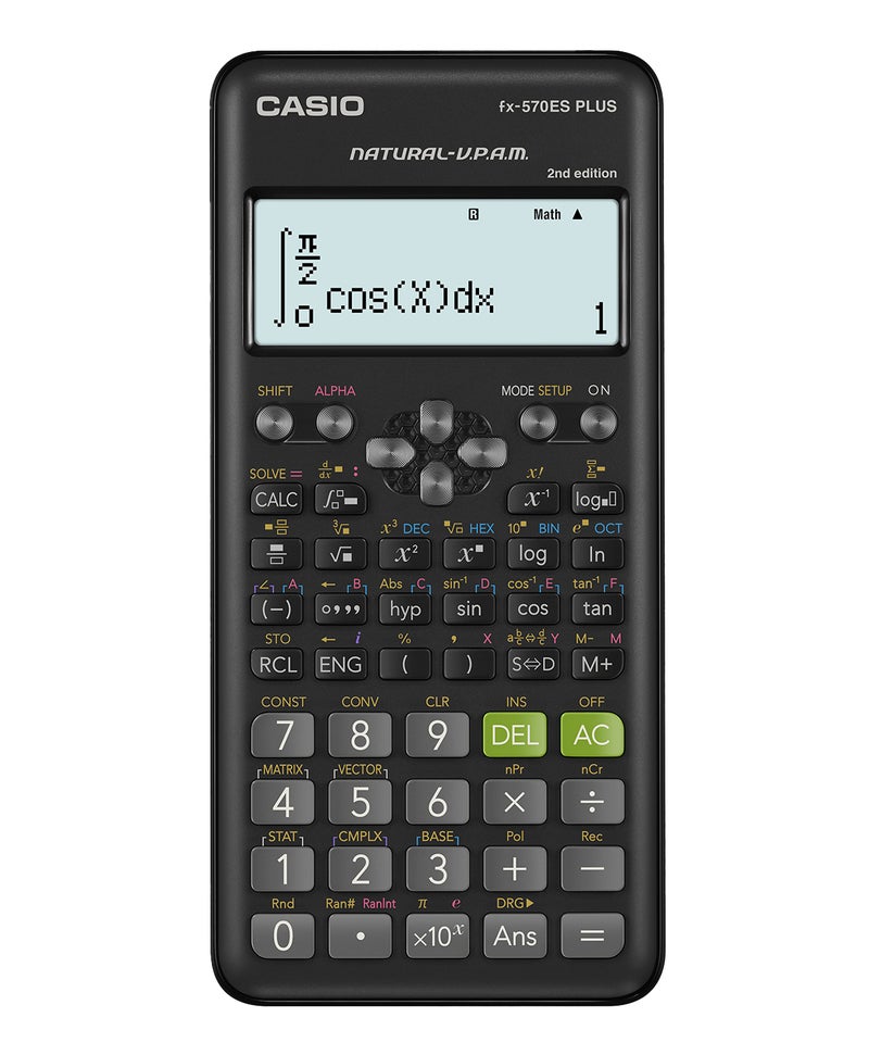 كاسيو Casio FX-570ES PLUS-2 Scientific Calculator with 417 Functions, Natural Textbook Display, Solar Power & Hard Cover black - Image 1