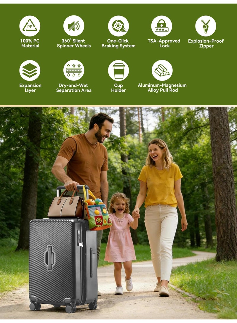 LIGHTGO 7655 large size check in size ABS mix PC Suitcase check in luggage 30 inch with Expandable with TSA travel case - Image 2