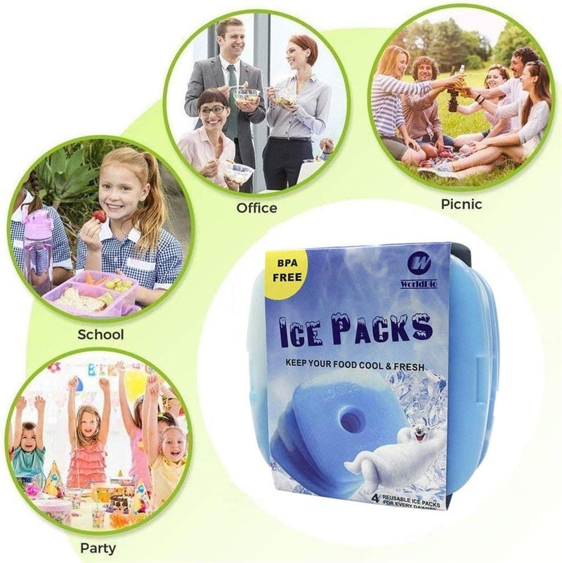 WORLD-BIO Ice Packs for Cooler Long Lasting Reusable Freezer Packs for Lunch Box, Lunch Bag, Cooler Bag for Work, School, Picnic, Camping, Fishing and More, Keep Beverages Foods Cold & Fresh - Image 3