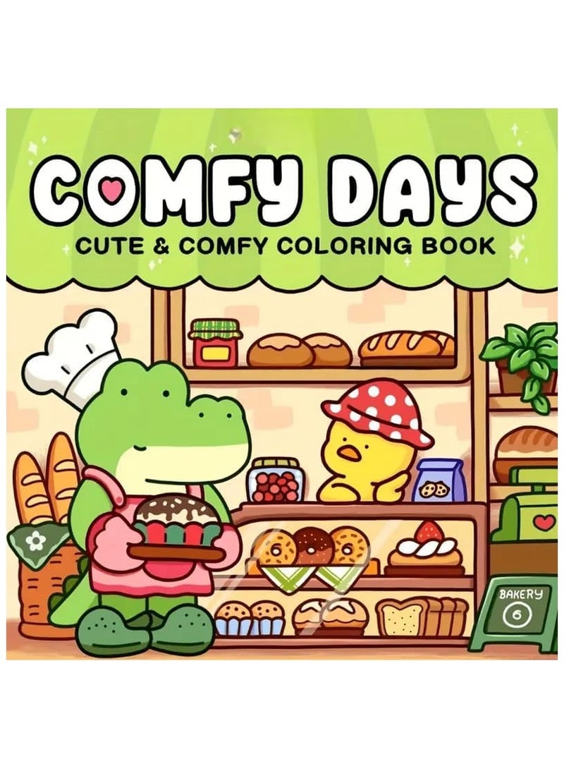 كتاب تلوين الحيوانات "أيام مريحة" - ٥٢ صفحة، صفحات تلوين مريحة للكبار والمراهقين، تعرض مخلوقات لطيفة في لحظات هيجي مريحة (أيام مريحة) - Image 1