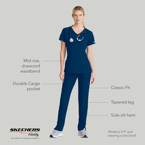 BARCO Skechers Vitality Charge Slim Fit Scrub Jogger for Women – Navy, Mid-Rise, 4-Pocket Bottoms w/ 4-Way Stretch – Moisture Wicking, Quick-Shed, Anti-Static – XL, Regular Fit - Image 4