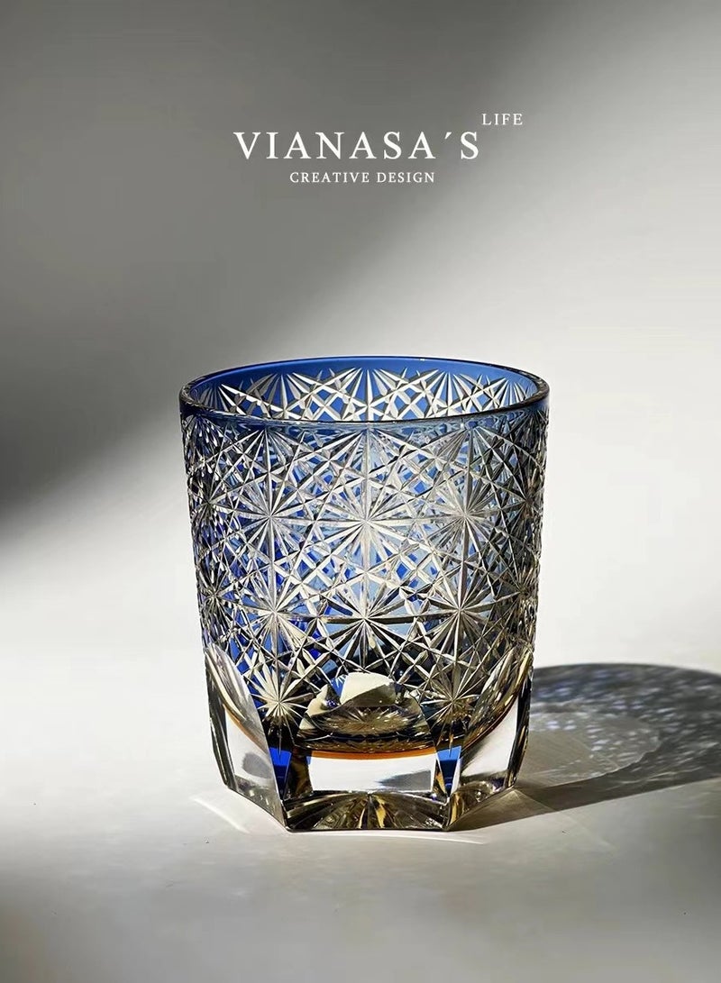 China Made VIANASA'S Blue Chrysanthemum Edo Kiriko Glass cup - Image 2
