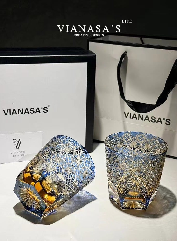 China Made VIANASA'S Blue Chrysanthemum Edo Kiriko Glass cup - Image 3