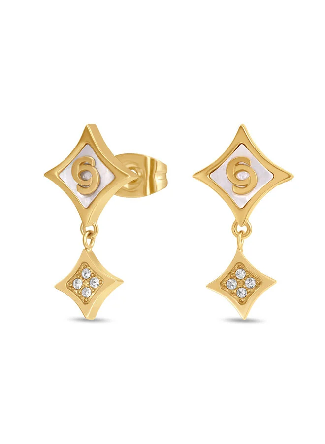CERRUTI 1881 Francesca Gold Earrings with Double C Logo Design for Women