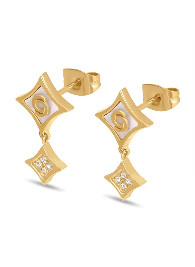 CERRUTI 1881 Francesca Gold Earrings with Double C Logo Design for Women