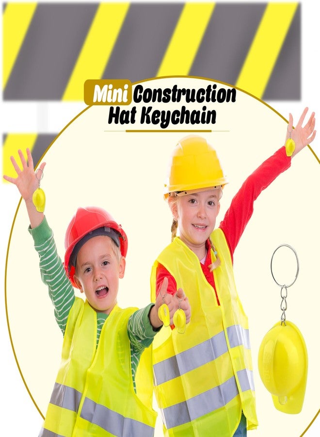 Cotiny 48 Pcs Mini Construction Hat Keychain Yellow Hard Hat Flashlight Keychain for Backpack Classroom Reward Birthday Construction Themed Party (Color Style 1) - Image 3